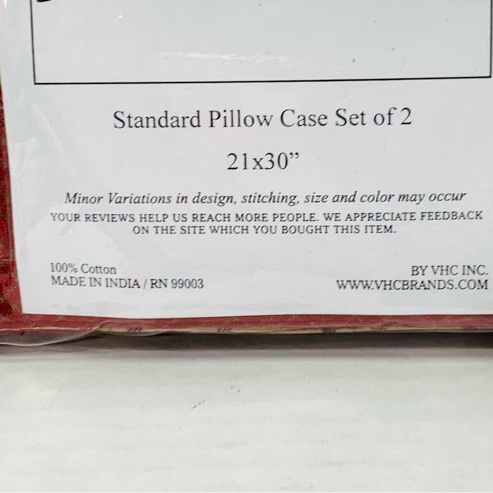 VHC BRANDS OAK & ASHER Creme & Maroon Plaid Pillowcase Set of 2 NEW NIP - Picture 5 of 5